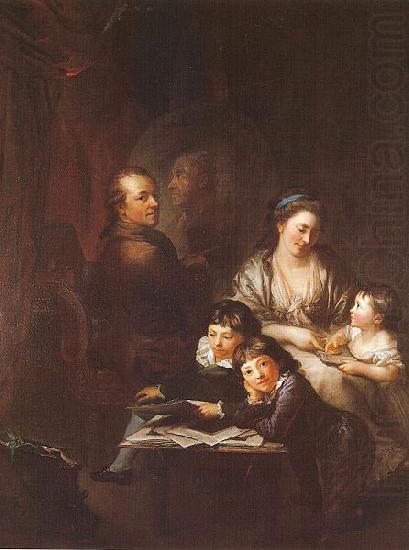 Artists family before the portrait of Johann Georg Sulzer, Anton  Graff